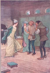 Leere es in den schlammigen Graben, Illustration aus Die lustigen Weiber von Windsor, 1910