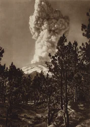 Mexiko: Ausbruch des Popocatepetl, gesehen von Tlamacas