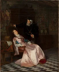 Gustav Vasa findet seine Gemahlin Catherine Stenbock schlafend und hört sie sagen König Gösta, ich liebe...