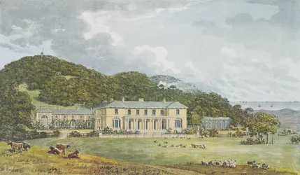 Südfront mit Westfront in Perspektive, aus dem Roten Buch für Antony House, ca. 1812
