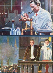 Albert von Szent-Gyorgyi (1893-96) in seinem Labor und feiert seinen Nobelpreisgewinn 1937