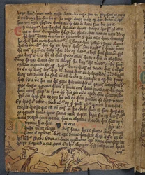 Pferdekampf, aus Heynesbok (Das Buch von Heynes), erste Hälfte des 16. Jahrhunderts