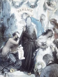 Aquarell-Lithographie zum Gedenken an den 100. Geburtstag von Hector Berlioz