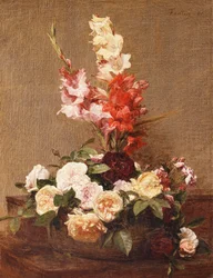 Gladiolen und Rosen, 1881