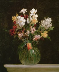 Weiße Narzissen, Hyazinthen und Tulpen, 1864