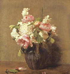 Weiße und Rosa Pfingstrosen, Narzissen