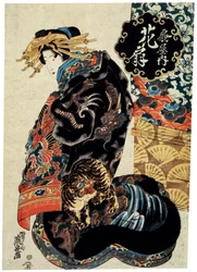 Die Kurtisane Hanaogi aus dem Ogiya-Haus, ca. 1825-1835