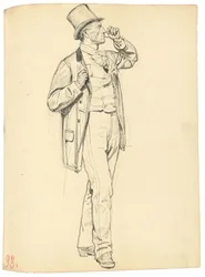 Studie für "Ein Pariser Café": Stehender Mann mit erhobenem Arm, ca. 1872-1875