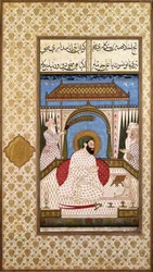 Ein Sufi-Herrscher liest einen Koran auf einer Terrasse, ca. 1700