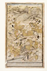 Eine Schlacht, die von Europäern gekämpft wird, ca. 1700
