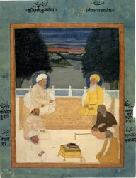 Sechs Sufi-Heilige auf einer Terrasse sitzend; Khvaja Mu