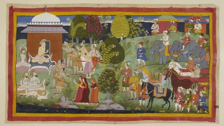 Bharadwaja, der vor seiner Hütte mit anderen Asketen und Hirschen sitzt, fragt die Prinzen, ob sie seine Gastfreundschaft genossen haben. Er erzählt ihnen und ihren Begleitern, dass Rama in Citrakuta lebt. Auf seine Bitte hin stellen die Prinzen