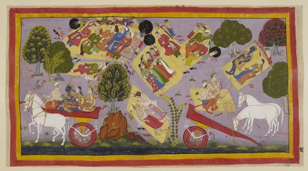 Die Exilanten haben den Fluss Tamasa erreicht und verbringen die Nacht an seinen Ufern, immer noch umgeben von den trauernden Stadtbewohnern. Sita und Rama schlafen auf einem Bett aus Gras, während Laksmana und Sumantra über Ramas Tugenden sprechen, und di