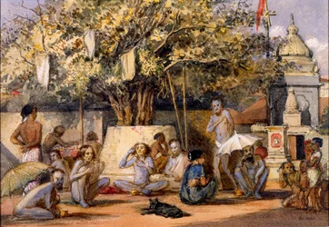 Byragis, hinduistische religiöse Bettler, die sich auf ein Fest vorbereiten, Beach Candy, Bombay