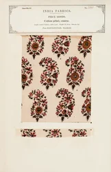 Baumwollprobe mit Chetee (Chintz) Druck aus Arcot in Madras, aus The Collection of the Textile Manufacturers of India, von John Forbes Watson, veröffentlicht 1866