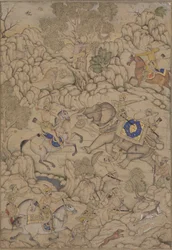 Gefahr bei einer Löwenjagd, ca. 1600