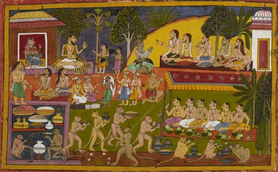 Während des Aśvamedha-Opfers ehrt Vibhīṣaṇa die Asketen. Bharata und Śatrughna helfen bei den Ritualen
