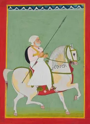 Reiterporträt von Durgadas Rathore, ca. 1800