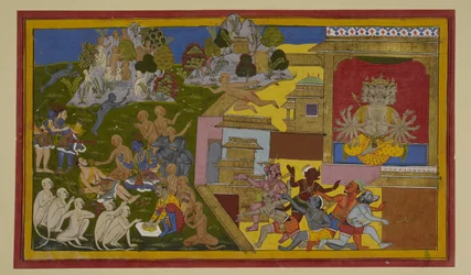 Hanuman kommt mit einem Heilkraut an; Lakshmana erholt sich und schwört, Ravana zu besiegen