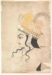 Kopf von Krishna: Karton für ein Wandgemälde des Raslila, ca. 1800
