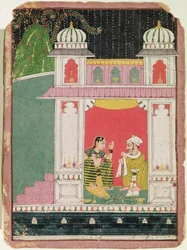 Heldin und ihr Liebhaber in einem Pavillon, ca. 1640-50
