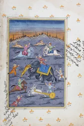 Jagdszene, Rajasthani Miniaturmalerei