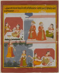 Illustration aus einem Manuskript des Bihari Satasai, frühes 18. Jahrhundert
