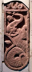 Indische Kunst: „Ein Elefant mit Fischschwanz“. Kuschana-Zeit (Kuschan oder Kouchan). Aus Sonkh, Mathura. 1. Jahrhundert n. Chr. Mathura, Archäologisches Museum.