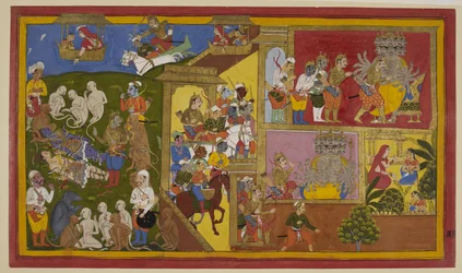 Indrajit verletzt Rāma und Lakṣmaṇa; Affen verzweifeln, aber Vibhīṣaṇa tröstet sie