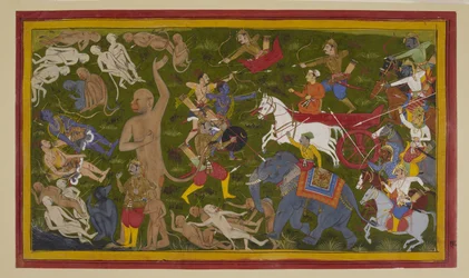 Indrajit überwältigt Rama und Verbündete; Hanuman macht sich auf die Suche nach Heilkräutern