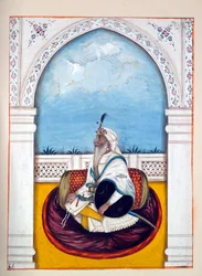 Jemadar Khushyal Singh, aus Das Königreich Punjab, seine Herrscher und Häuptlinge, Band II, ein Band mit 30 Aquarellstudien eines unbekannten indischen Künstlers, ca. 1840