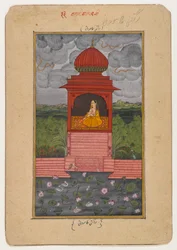 Kamodani Ragini, Seite aus einer verstreuten Ragamala Serie, ca. 1800