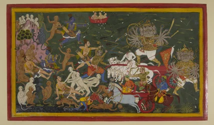 Lakṣmaṇa und Vibhīṣaṇa verwunden Rāvaṇa; Lakṣmaṇa wird verletzt und Hanumān wird in den Himalaya geschickt