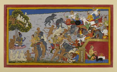 Lakṣmaṇa führt Rāmas Armee gegen Indrajits Opfer bei Nikumbhilā
