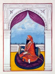 Maharaja Dyan Singh, aus Das Königreich Punjab, seine Herrscher und Häuptlinge, Band I, ein Band mit 27 Aquarellstudien eines unbekannten indischen Künstlers, ca. 1840