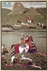 Maharana Jawan Singh von Mewar jagt Wildschweine, Udaipur
