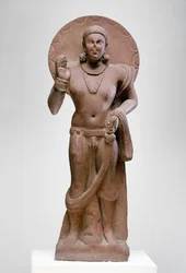 Maitreya, ein zukünftiger Buddha, Ramnagar-Kultur, aus Ahichatra, Uttar Pradesh, 200 n. Chr.