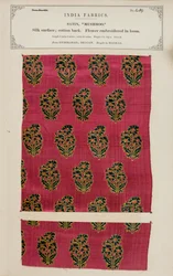 Mushroo-Satinmuster aus Hyderabad in Deccan, aus The Collection of the Textile Manufacturers of India, von John Forbes Watson, veröffentlicht 1866