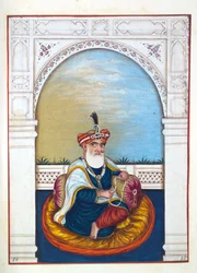 Nawab Sarfaraz Khan (Multani), aus Das Königreich Punjab, seine Herrscher und Häuptlinge, Band II, ein Band mit 30 Aquarellstudien eines unbekannten indischen Künstlers, ca. 1840