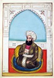 Nawab Synd Mohammad Khan, aus Das Königreich Punjab, seine Herrscher und Häuptlinge, Band II, ein Band mit 30 Aquarellstudien eines unbekannten indischen Künstlers, ca. 1840