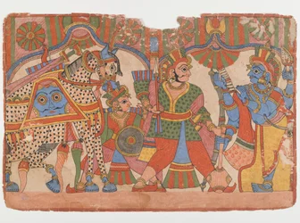 Seite aus einer Mahabharata-Serie, ca. 1830-50