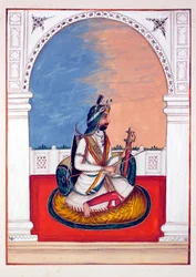 Rajah Hira Singh, aus Das Königreich Punjab, seine Herrscher und Häuptlinge, Band I, ein Band mit 27 Aquarellstudien eines unbekannten indischen Künstlers, ca. 1840