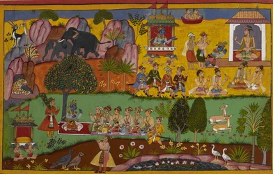 Rāma besucht den Weisen Agastya in der Dandaka-Wüste, der ihn einlädt, die Nacht zu bleiben