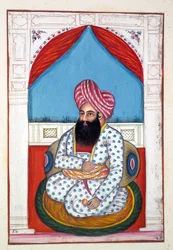 Shah Ayub Shah Padishah, aus Das Königreich Punjab, seine Herrscher und Häuptlinge, Band II, ein Band mit 30 Aquarellstudien eines unbekannten indischen Künstlers, ca. 1840