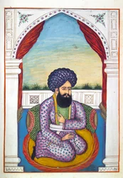 Sirdar Mohammad Sultan Khan, aus Das Königreich Punjab, seine Herrscher und Häuptlinge, Band II, ein Band mit 30 Aquarellstudien eines unbekannten indischen Künstlers, ca. 1840