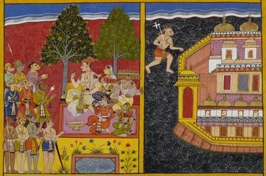Sumali drängt Ravana, Lanka zu erobern, während Prahasta Vaisravan um Zustimmung bittet