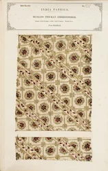 Bestickte Musselinprobe aus Madras, aus The Collection of the Textile Manufacturers of India, von John Forbes Watson, veröffentlicht 1866