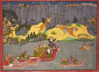 Tigerjagd von Raja Ram Singh II, ca. 1830-40