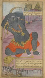 Bd.2 Bl.208 Kumbhakarna gähnt, als er aus dem Schlaf geweckt wird