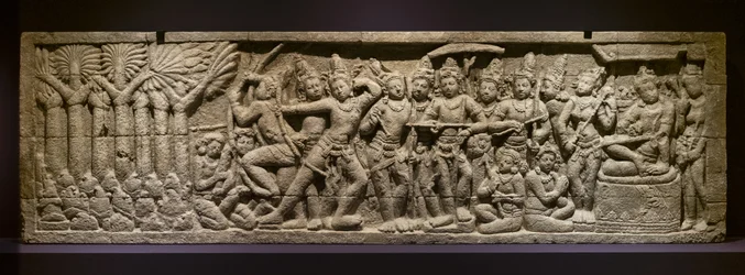 Der Bogenschießtest. Indonesien, Java, Boroduru. Ende des 19. Jahrhunderts